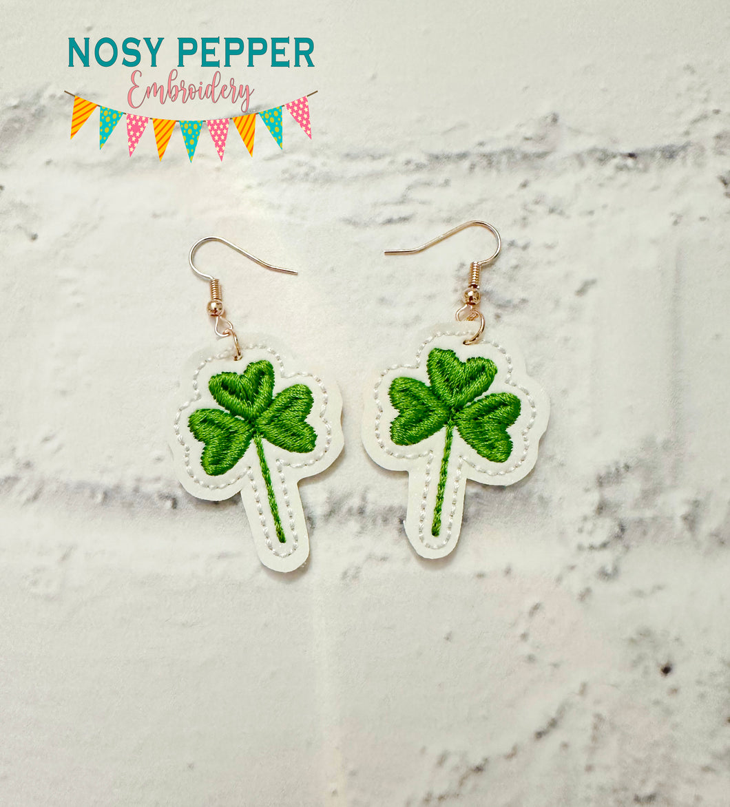 Clover ITH earrings machine embroidery design DIGITAL DOWNLOAD