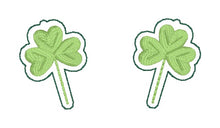 Load image into Gallery viewer, Clover ITH earrings machine embroidery design DIGITAL DOWNLOAD