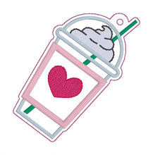Load image into Gallery viewer, Coffee Heart bag tag/ornament/bookmark machine embroidery design DIGITAL DOWNLOAD