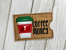 Load image into Gallery viewer, Coffee Money appliqué Gift Card holder machine embroidery design DIGITAL DOWNLOAD