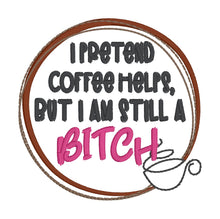 Load image into Gallery viewer, Coffee Helps sketchy machine embroidery design Fall 25 Mature Mystery Bundle (5 sizes included) DIGITAL DOWNLOAD