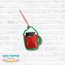 Load image into Gallery viewer, Mug Applique gift card holder machine embroidery design DIGITAL DOWNLOAD