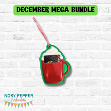 Load image into Gallery viewer, Mug Applique gift card holder machine embroidery design DIGITAL DOWNLOAD