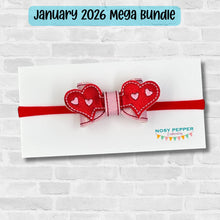 Load image into Gallery viewer, Valentine Bow (2 sizes included) machine embroidery design DIGITAL DOWNLOAD