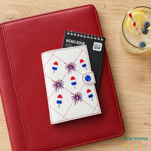 Load image into Gallery viewer, Star Pop Quilted top load notebook cover machine embroidery design DIGITAL DOWNLOAD
