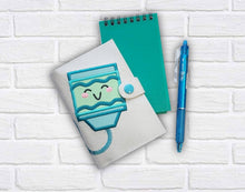 Load image into Gallery viewer, Crayon applique top load notebook cover machine embroidery design DIGITAL DOWNLOAD