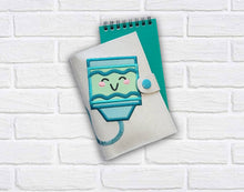 Load image into Gallery viewer, Crayon applique top load notebook cover machine embroidery design DIGITAL DOWNLOAD