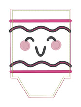 Load image into Gallery viewer, Crayon applique mug rug machine embroidery design (4 sizes and 2 versions included) DIGITAL DOWNLOAD