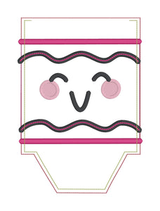 Crayon applique mug rug machine embroidery design (4 sizes and 2 versions included) DIGITAL DOWNLOAD