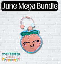 Load image into Gallery viewer, Cute Peach applique bookmark/ornament/bag tag machine embroidery design DIGITAL DOWNLOAD