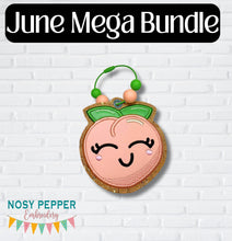 Load image into Gallery viewer, Cute Peach applique bookmark/ornament/bag tag machine embroidery design DIGITAL DOWNLOAD
