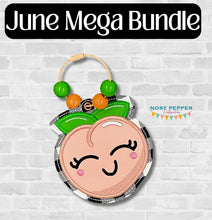 Load image into Gallery viewer, Cute Peach applique bookmark/ornament/bag tag machine embroidery design DIGITAL DOWNLOAD