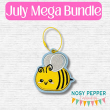 Load image into Gallery viewer, Cute Bee July 24 Mystery Bundle bookmark/ornament/bag tag machine embroidery design DIGITAL DOWNLOAD