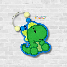 Load image into Gallery viewer, Cute Dino applique bag tag/ornament/bookmark machine embroidery design DIGITAL DOWNLOAD