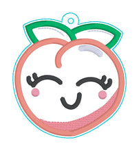 Load image into Gallery viewer, Cute Peach applique bookmark/ornament/bag tag machine embroidery design DIGITAL DOWNLOAD