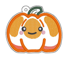 Load image into Gallery viewer, Cute Pumpkin applique bookmark/ornament/bag tag machine embroidery design DIGITAL DOWNLOAD