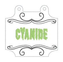Load image into Gallery viewer, Poison wine tags (set of 4 designs) machine embroidery design DIGITAL DOWNLOAD