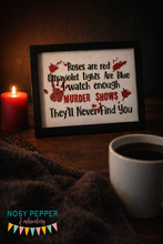 Load image into Gallery viewer, Roses are Red Ultraviolet lights are blue (4 sizes included) machine embroidery design DIGITAL DOWNLOAD