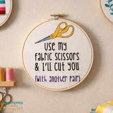 Load image into Gallery viewer, Fabric Scissors machine embroidery design (4 sizes included) DIGITAL DOWNLOAD