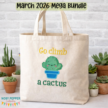 Load image into Gallery viewer, Go Climb A Cactus applique machine embroidery design (4 sizes included) DIGITAL DOWNLOAD
