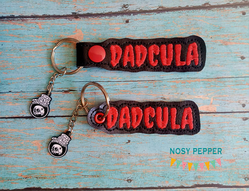 Dadcula snap tab and eyelet fob (single and multi files included) machine embroidery file DIGITAL DOWNLOAD