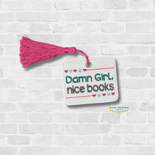 Load image into Gallery viewer, Damn Girl bookmark/bag tag/ornament machine embroidery design DIGITAL DOWNLOAD