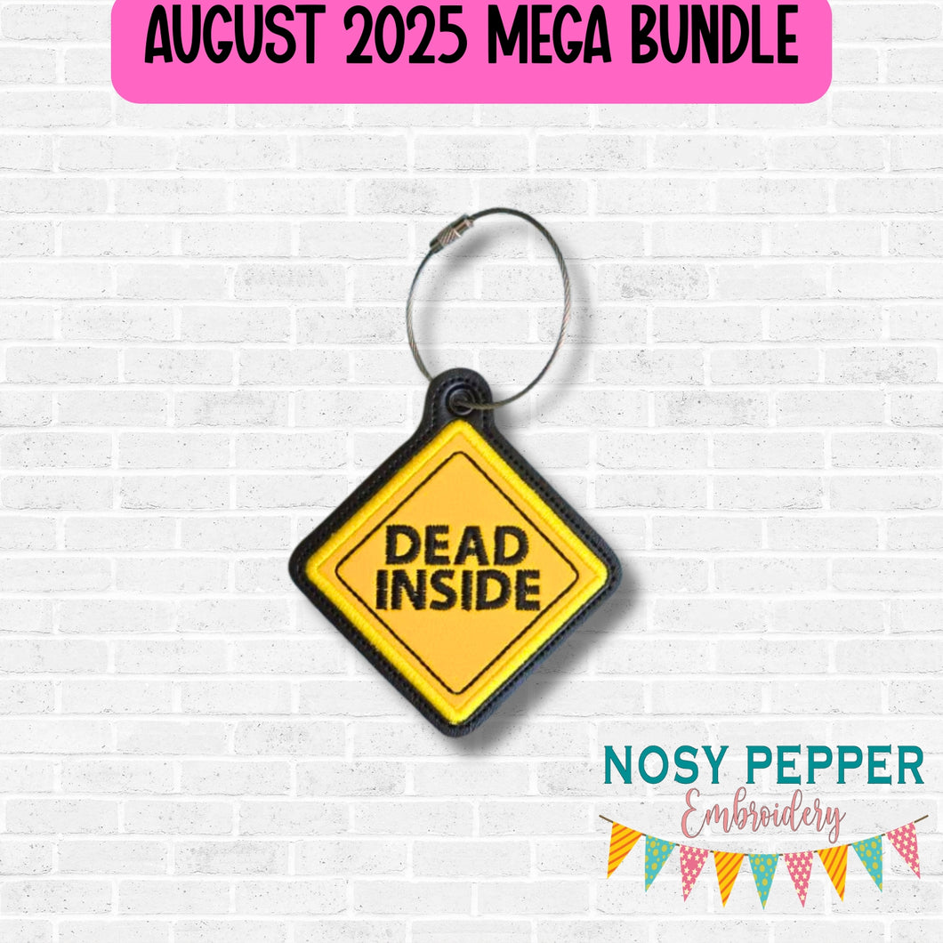 Dead Inside applique tag/bookmark/ornament machine embroidery design DIGITAL DOWNLOAD