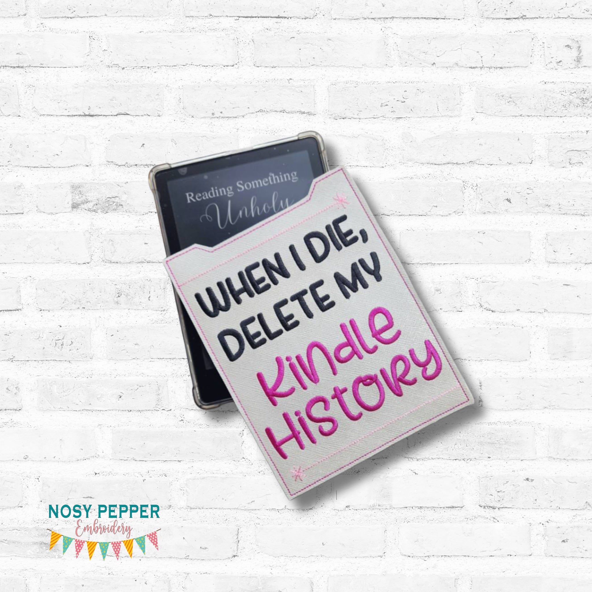 When I Die Delete reader sleeve (3 sizes included) machine embroidery ...