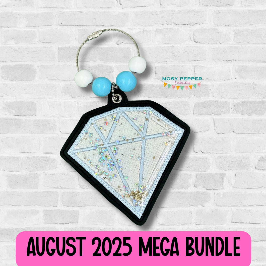 Diamond applique shaker bookmark/bag tag/ornament machine embroidery design DIGITAL DOWNLOAD