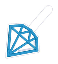 Load image into Gallery viewer, Diamond applique shaker snap tab and eyelet fob machine embroidery design DIGITAL DOWNLOAD