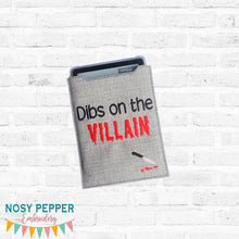 Load image into Gallery viewer, Dibs On The Villain reader sleeve (3 sizes included) machine embroidery design DIGITAL DOWNLOAD