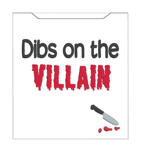 Dibs On The Villain reader sleeve (3 sizes included) machine embroidery design DIGITAL DOWNLOAD