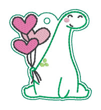 Load image into Gallery viewer, Dino Balloons set  (single and multi fobs and bag tag files included) machine embroidery design DIGITAL DOWNLOAD