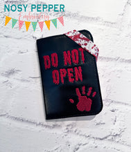 Load image into Gallery viewer, Do Not Open Notebook Cover (2 sizes available) machine embroidery design DIGITAL DOWNLOAD