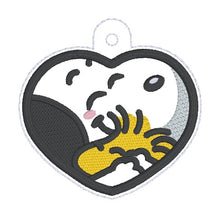 Load image into Gallery viewer, Dog Besties set (bag tag and eyelet/snap tab fob set with single and multi files included) machine embroidery design DIGITAL DOWNLOAD