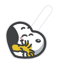 Load image into Gallery viewer, Dog Besties set (bag tag and eyelet/snap tab fob set with single and multi files included) machine embroidery design DIGITAL DOWNLOAD