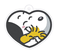 Load image into Gallery viewer, Dog Besties set (bag tag and eyelet/snap tab fob set with single and multi files included) machine embroidery design DIGITAL DOWNLOAD