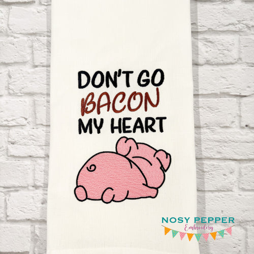 Don't Go Bacon sketchy machine embroidery design (4 sizes included) DIGITAL DOWNLOAD