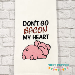 Don't Go Bacon sketchy machine embroidery design (4 sizes included) DIGITAL DOWNLOAD