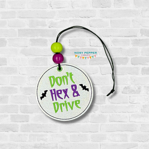 Don't Hex and Drive double-sided car tag machine embroidery design DIGITAL DOWNLOAD