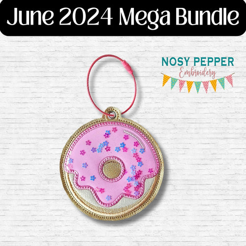 Donut applique shaker bookmark/ornament/bag tag machine embroidery design DIGITAL DOWNLOAD