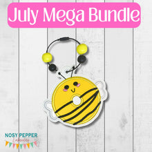 Load image into Gallery viewer, Bee Donut applique July 24 Mystery Bundle bookmark/ornament/bag tag machine embroidery design DIGITAL DOWNLOAD