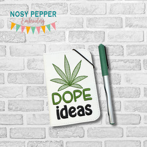 Dope Ideas notebook cover (2 sizes available) machine embroidery design DIGITAL DOWNLOAD