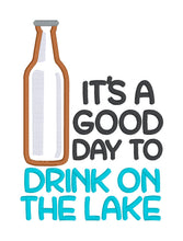 Load image into Gallery viewer, Drink On The Lake applique machine embroidery design (4 sizes included) DIGITAL DOWNLOAD