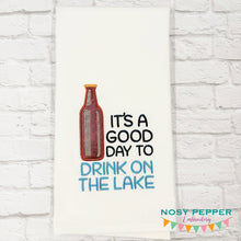 Load image into Gallery viewer, Drink On The Lake applique machine embroidery design (4 sizes included) DIGITAL DOWNLOAD