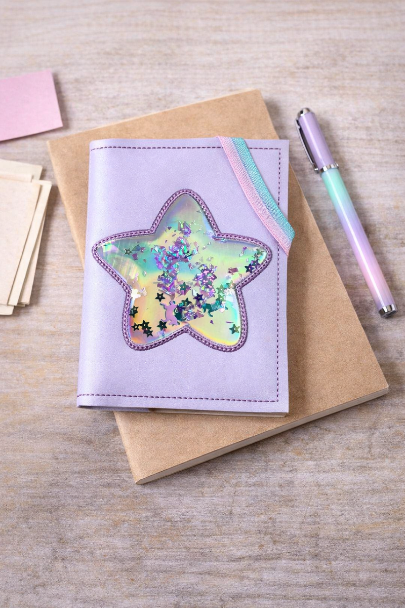 Star applique shaker Notebook Cover (2 sizes available) machine embroi ...