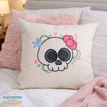 Load image into Gallery viewer, Skull With Flowers machine embroidery design (5 sizes included) MB Feb '24 DIGITAL DOWNLOAD