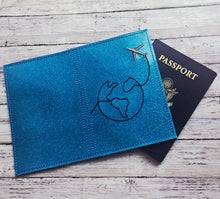 Load image into Gallery viewer, Earth passport cover machine embroidery design DIGITAL DOWNLOAD
