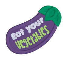 Load image into Gallery viewer, Eat Your Vegetables patch (2 sizes included) machine embroidery design DIGITAL DOWNLOAD