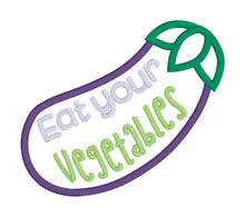 Load image into Gallery viewer, Eat Your Vegetables applique machine embroidery design (4 sizes included) DIGITAL DOWNLOAD